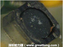 使用銀(Ag)鍍層的電源電感器(Power Inductors)，經(jīng)過推力測試后，零件端點(diǎn)上已經(jīng)看不到任何鍍層的痕跡了，所以其耐推力就比較小。