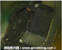 使用銀(Ag)鍍層的電源電感器(Power Inductors)，經(jīng)過推力測試后，零件端點(diǎn)上已經(jīng)看不到任何鍍層的痕跡了，所以其耐推力就比較小。