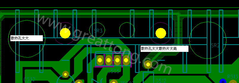 PCB設(shè)計中，散熱孔散熱片設(shè)計不當(dāng)，造成很多電源板斷裂