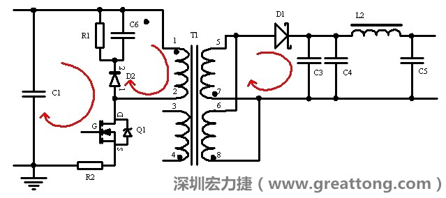 元件布局的時(shí)候，要優(yōu)先考慮高頻脈沖電流和大電流的環(huán)路面積，盡可能地減小,以抑制開關(guān)電源的輻射干擾