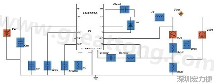 參考圖1的電流通路：把FET在導(dǎo)通狀態(tài)下流經(jīng)的通路標(biāo)記為紅色；把FET在關(guān)斷狀態(tài)下的迴路標(biāo)記為綠色。