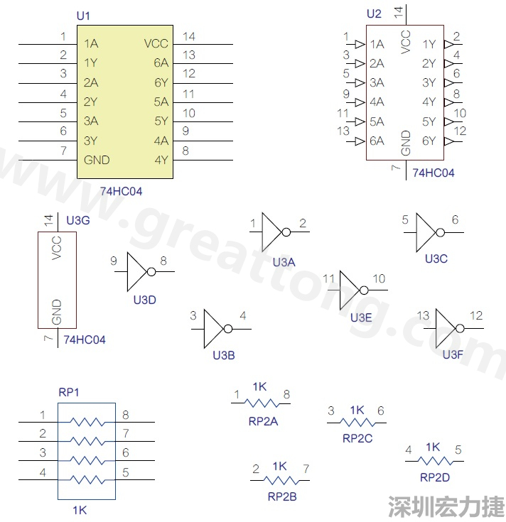 圖1 半導(dǎo)體元件供應(yīng)商所畫的電路圖符號是模擬元件的接腳圖，而非訊號流程。