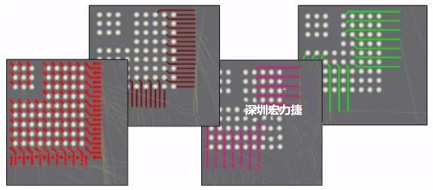 扇出及逃逸時(shí)布線是根據(jù)適用的設(shè)計(jì)規(guī)則來進(jìn)行的。