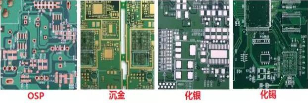 表面工藝分：熱風(fēng)整平，沉金， 化銀， 化錫， OSP 等幾種表面工藝