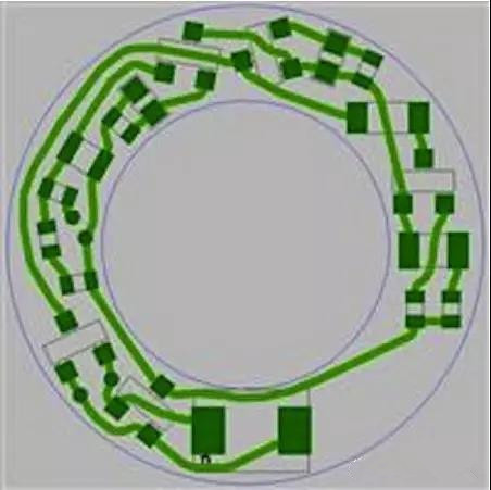 圖6：PCB布線例子：(a)拓?fù)涫阶詣?dòng)布線器(完成了100%導(dǎo)線的布線)；